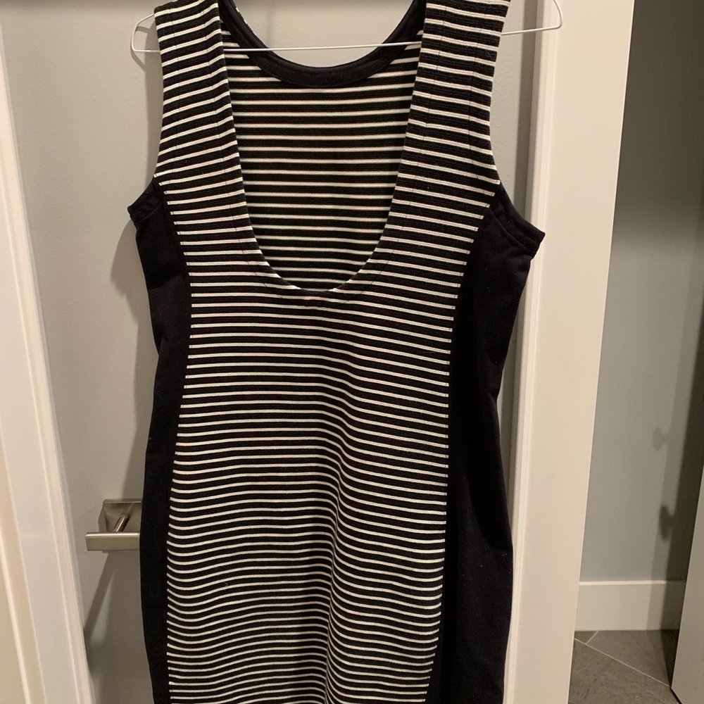 Athleta dress.  Dark navy/black and white